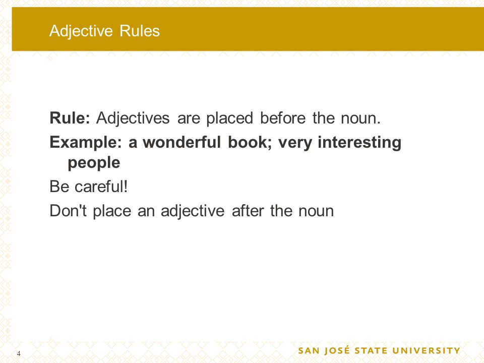 Adjective Rules