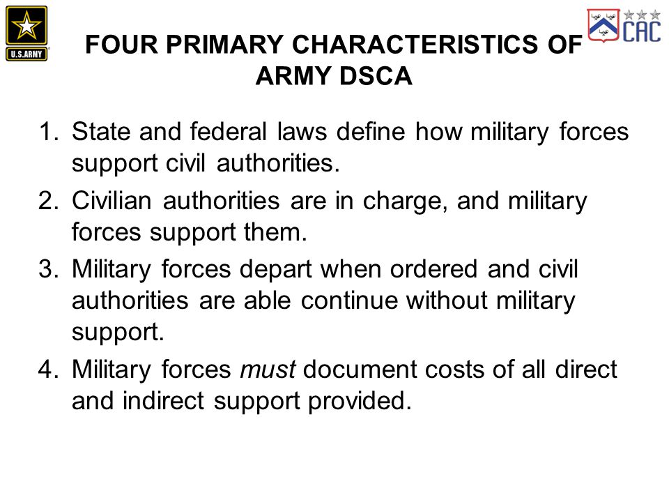 Four Primary Characteristics of Army DSCA
