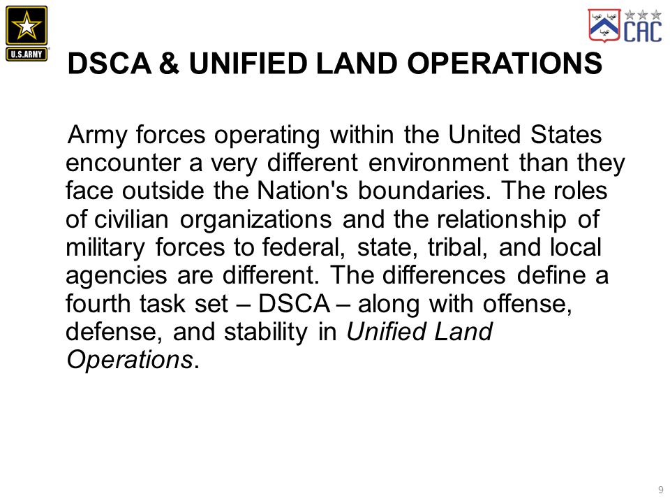 DSCA & Unified Land Operations