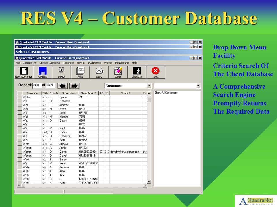 RES V4 – Customer Database