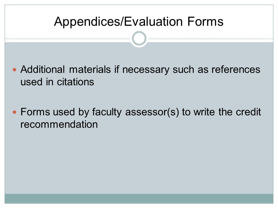 Appendices/Evaluation Forms