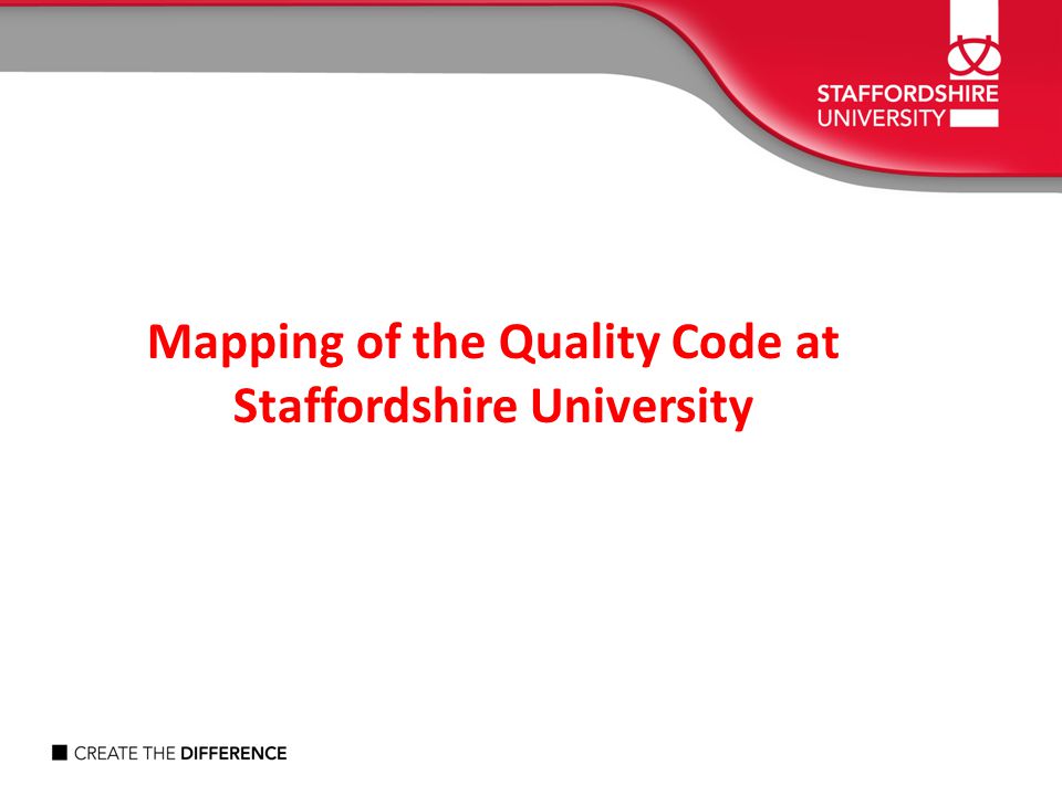 Mapping of the Quality Code at Staffordshire University