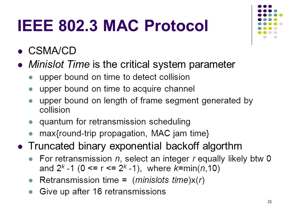 IEEE MAC Protocol CSMA/CD