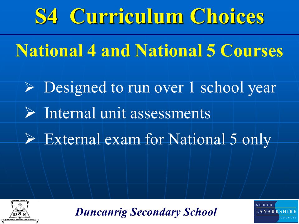 National 4 and National 5 Courses Duncanrig Secondary School