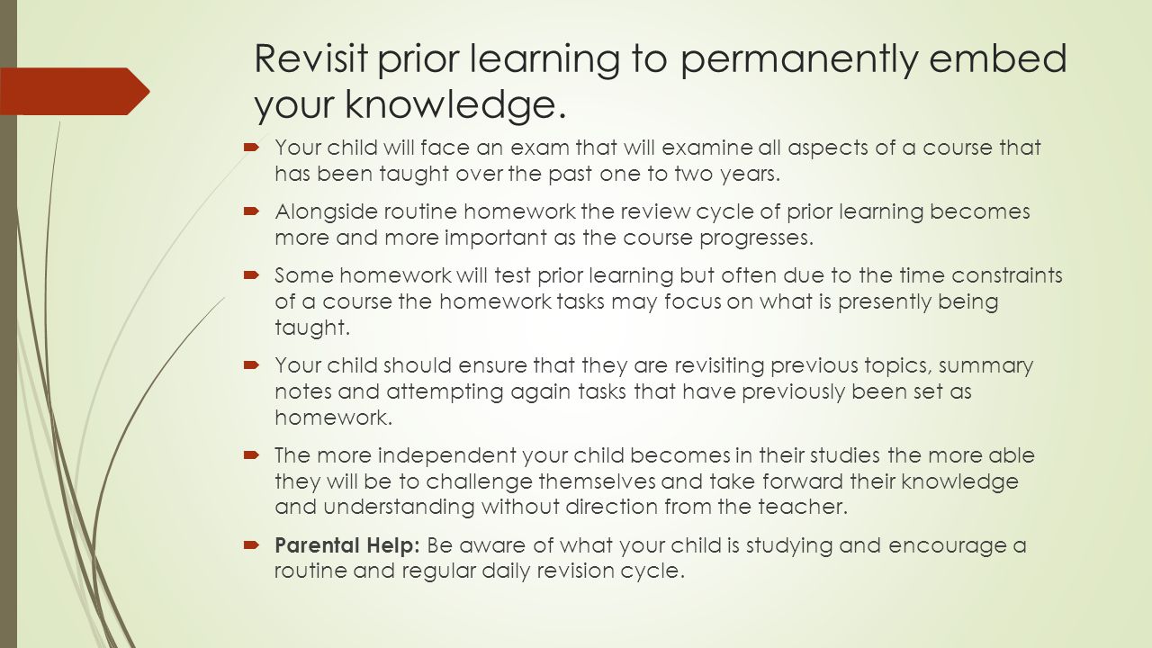 Revisit prior learning to permanently embed your knowledge.