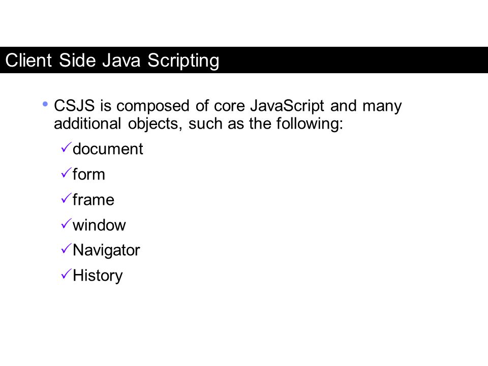 Client Side Java Scripting