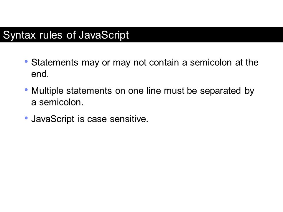 Syntax rules of JavaScript