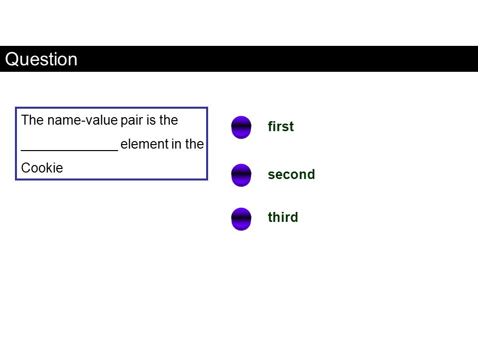 Question The name-value pair is the _____________ element in the first