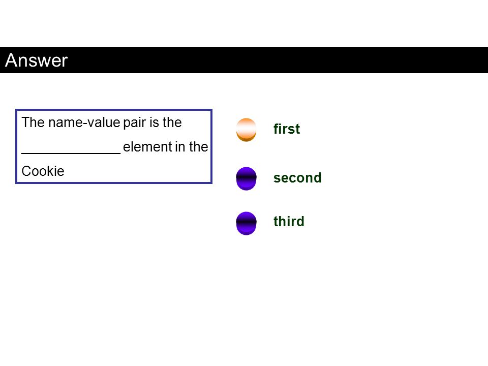 Answer The name-value pair is the _____________ element in the first