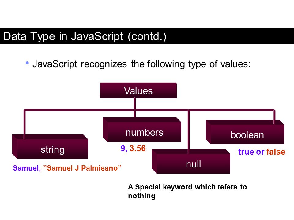 Data Type in JavaScript (contd.)
