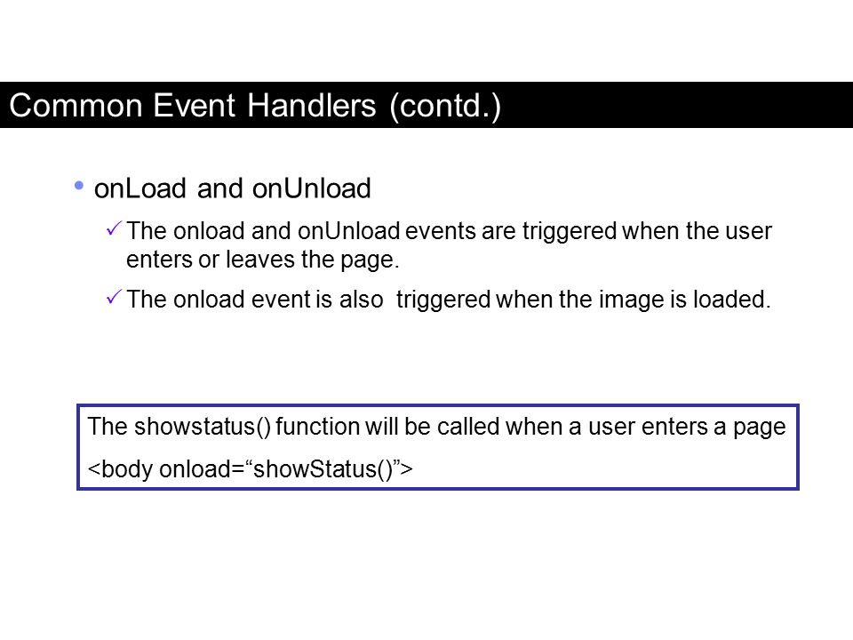 Common Event Handlers (contd.)