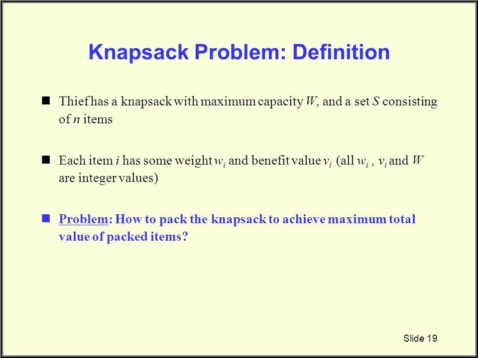 Knapsack Problem: Definition