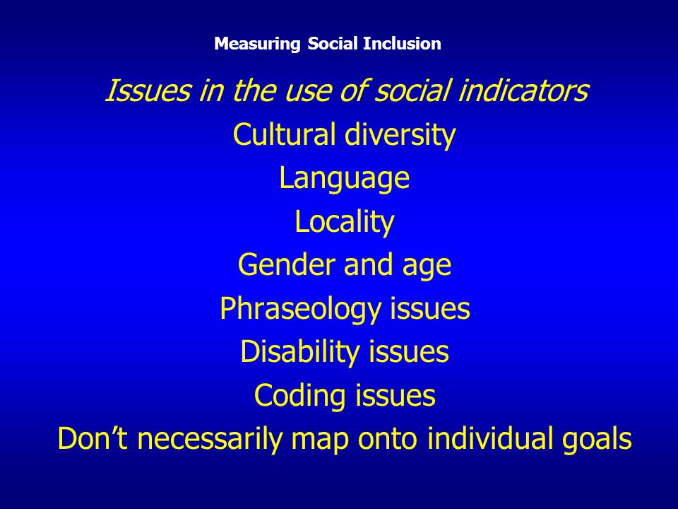 Measuring Social Inclusion