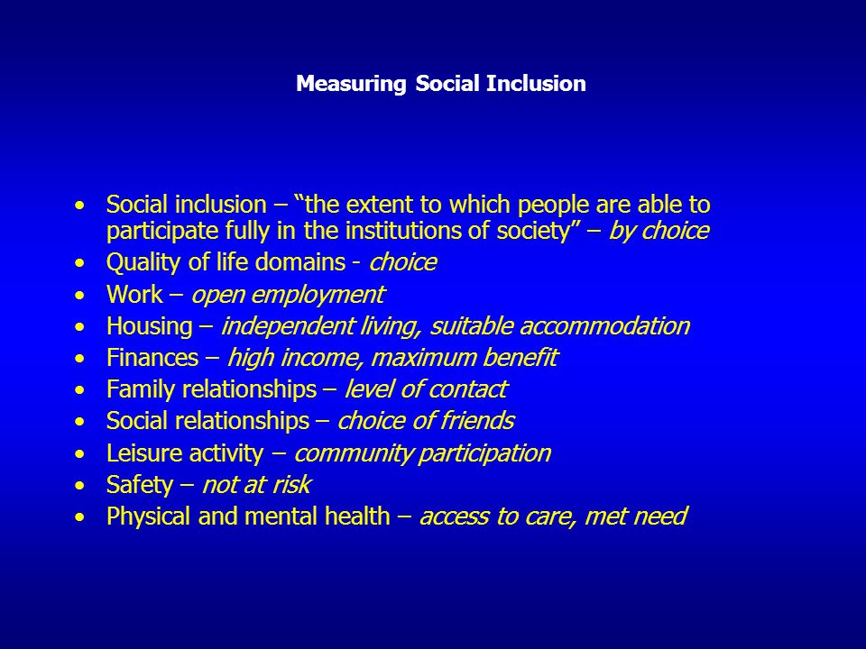 Measuring Social Inclusion