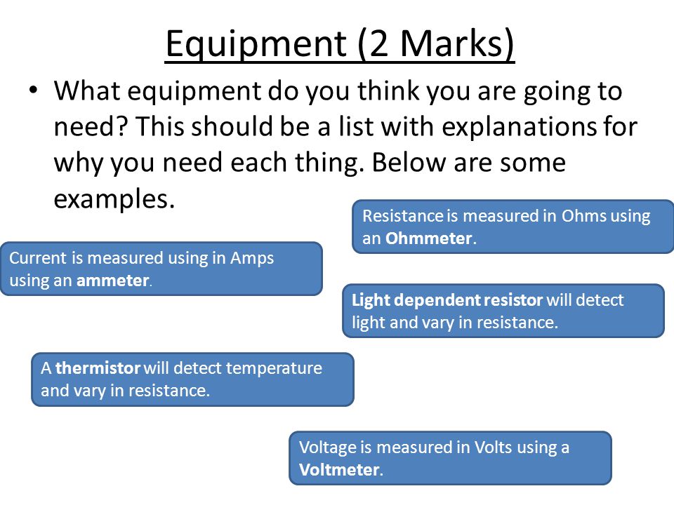 Equipment (2 Marks)