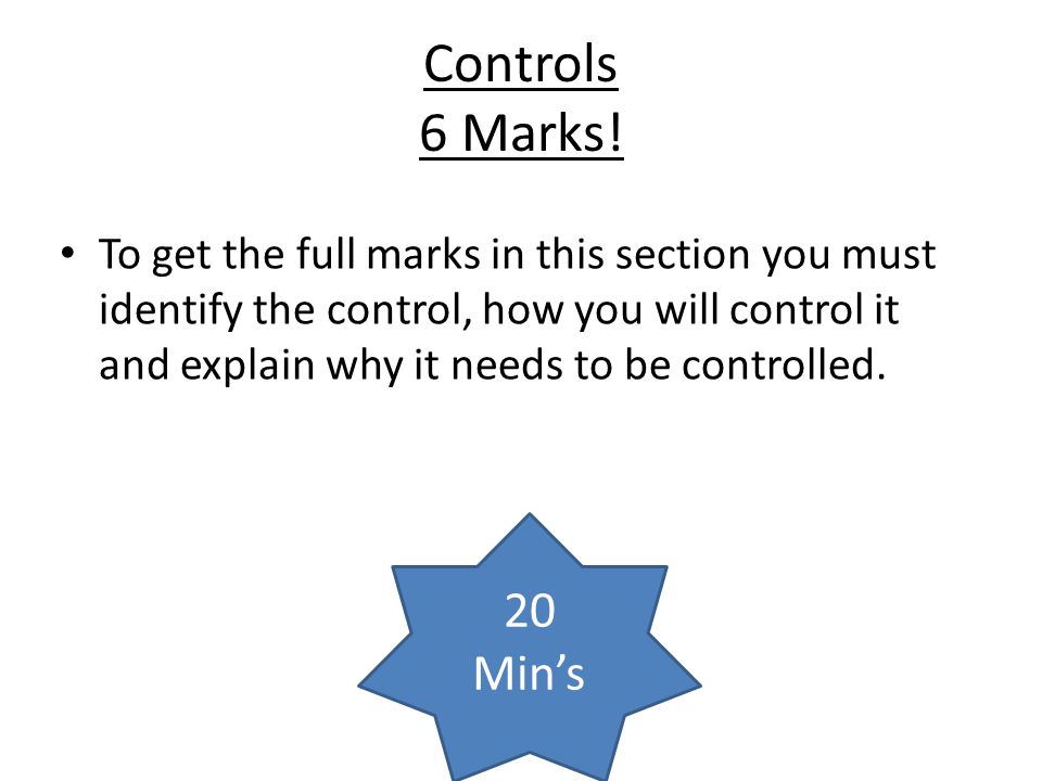 Controls 6 Marks!
