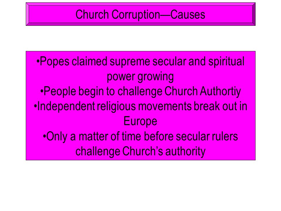 Church Corruption—Causes