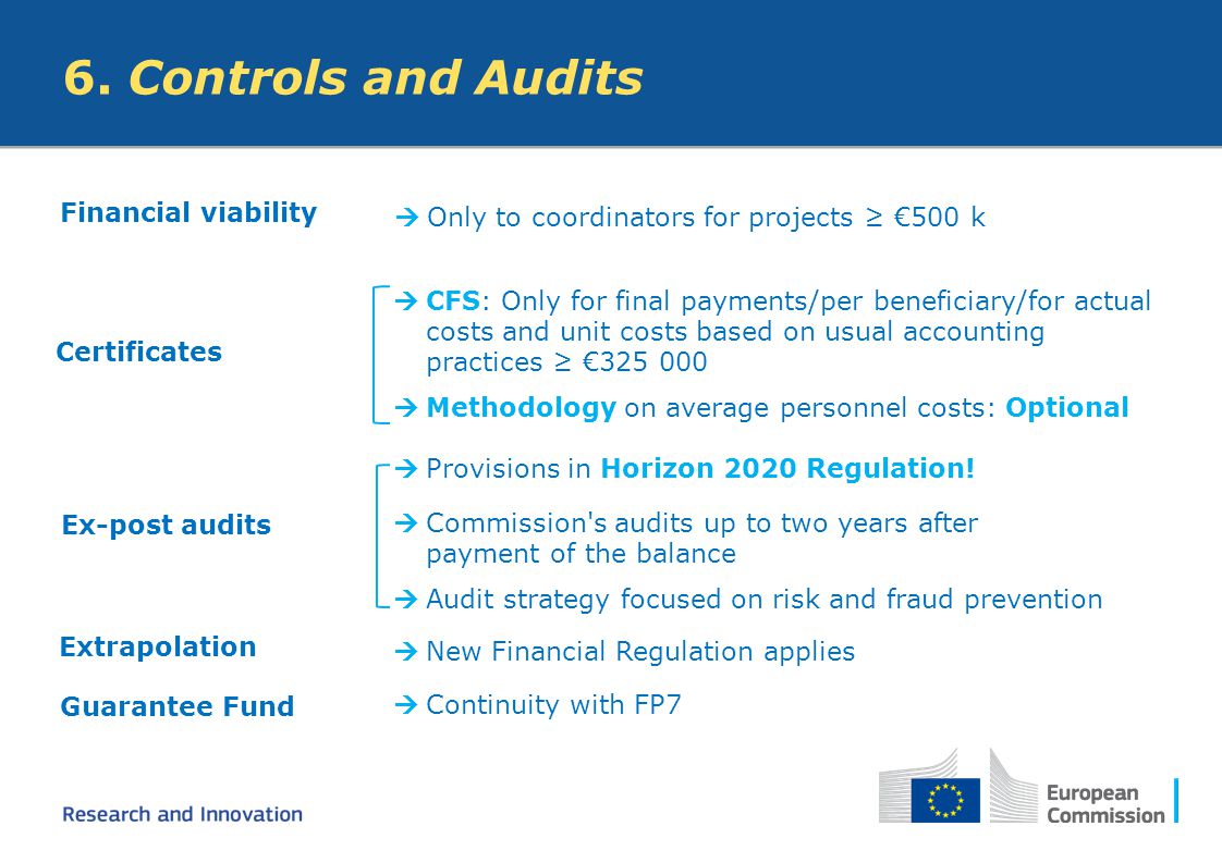 6. Controls and Audits Financial viability