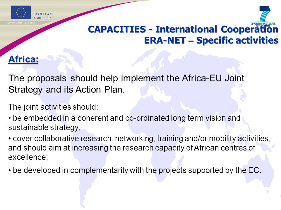 CAPACITIES - International Cooperation ERA-NET – Specific activities