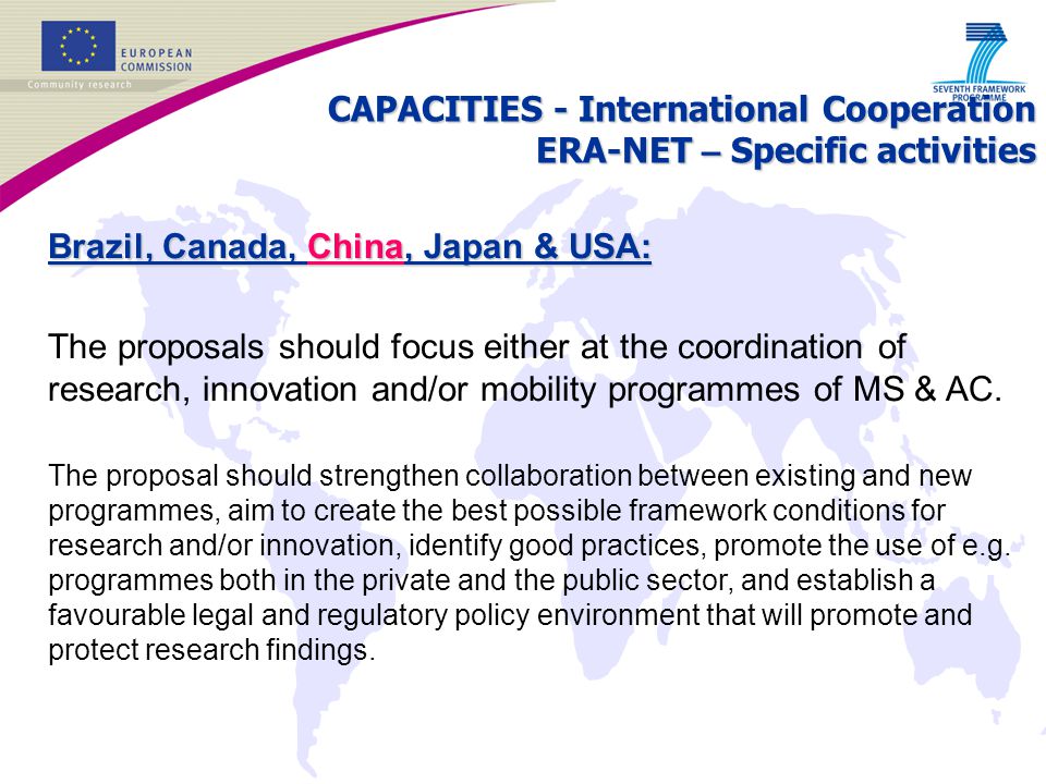 CAPACITIES - International Cooperation ERA-NET – Specific activities