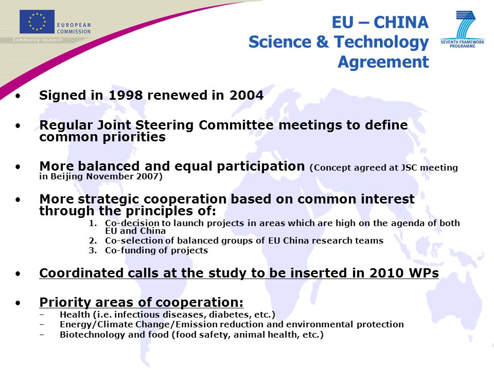 EU – CHINA Science & Technology Agreement
