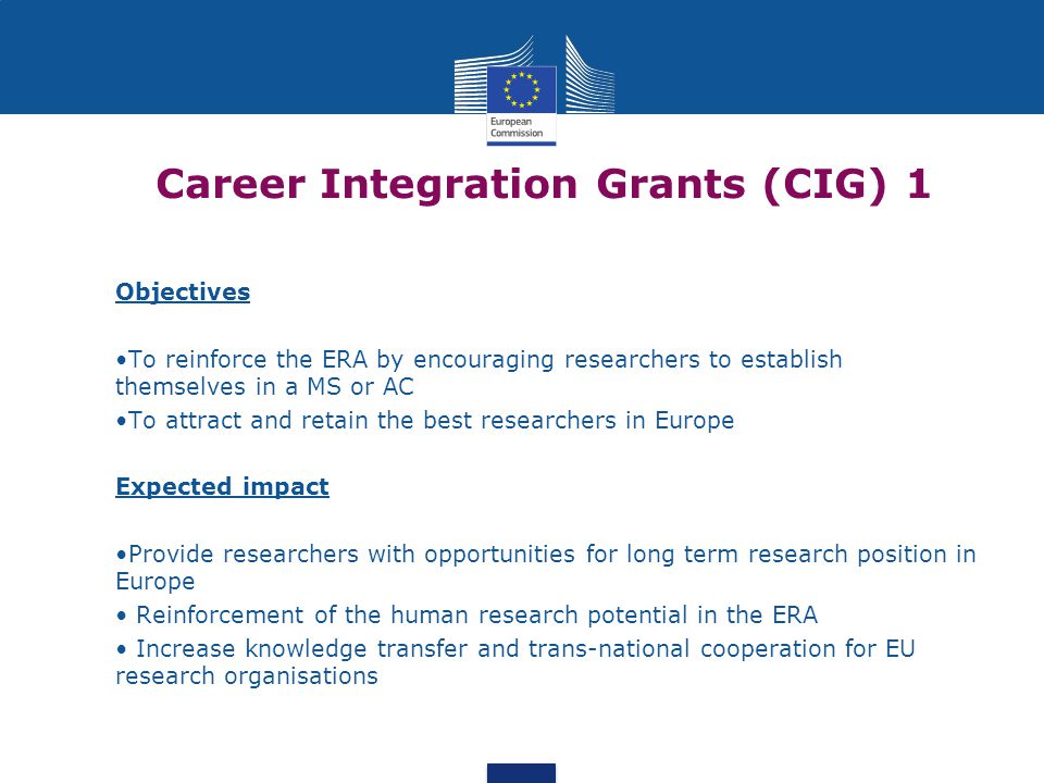 Career Integration Grants (CIG) 1