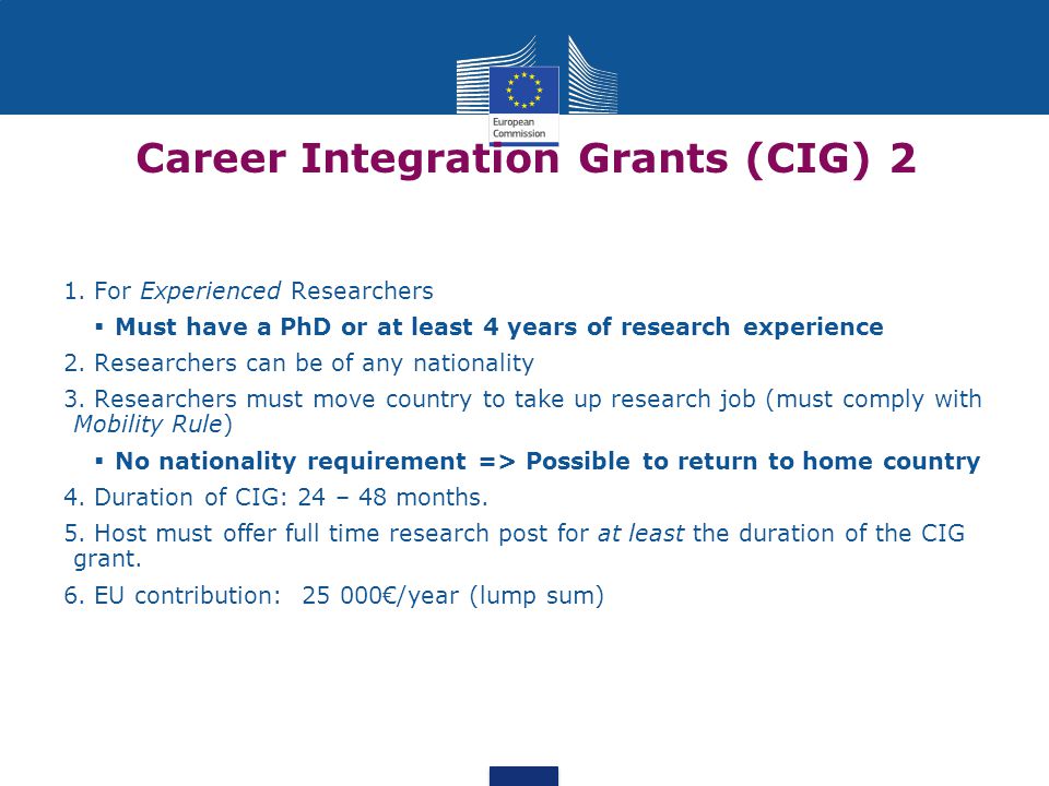 Career Integration Grants (CIG) 2