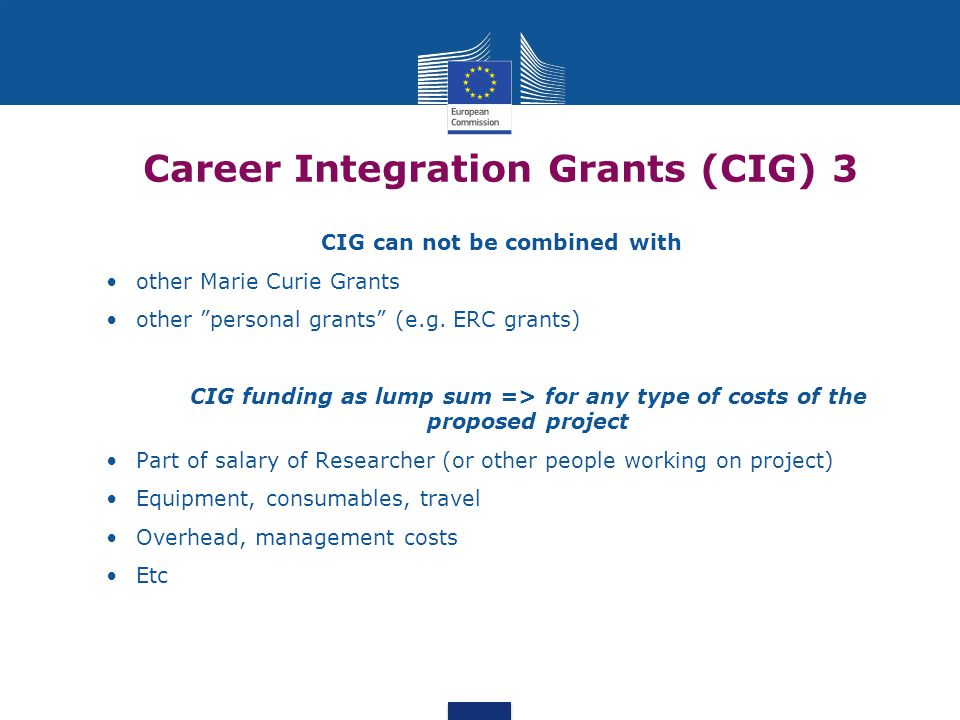 Career Integration Grants (CIG) 3 e Host perspective