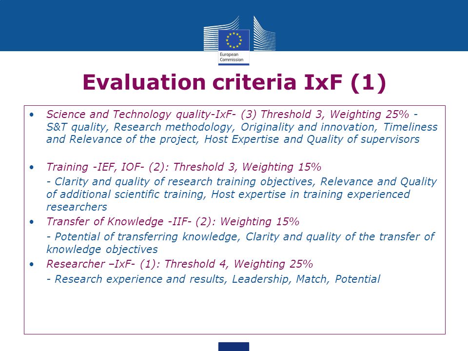 Evaluation criteria IxF (1)