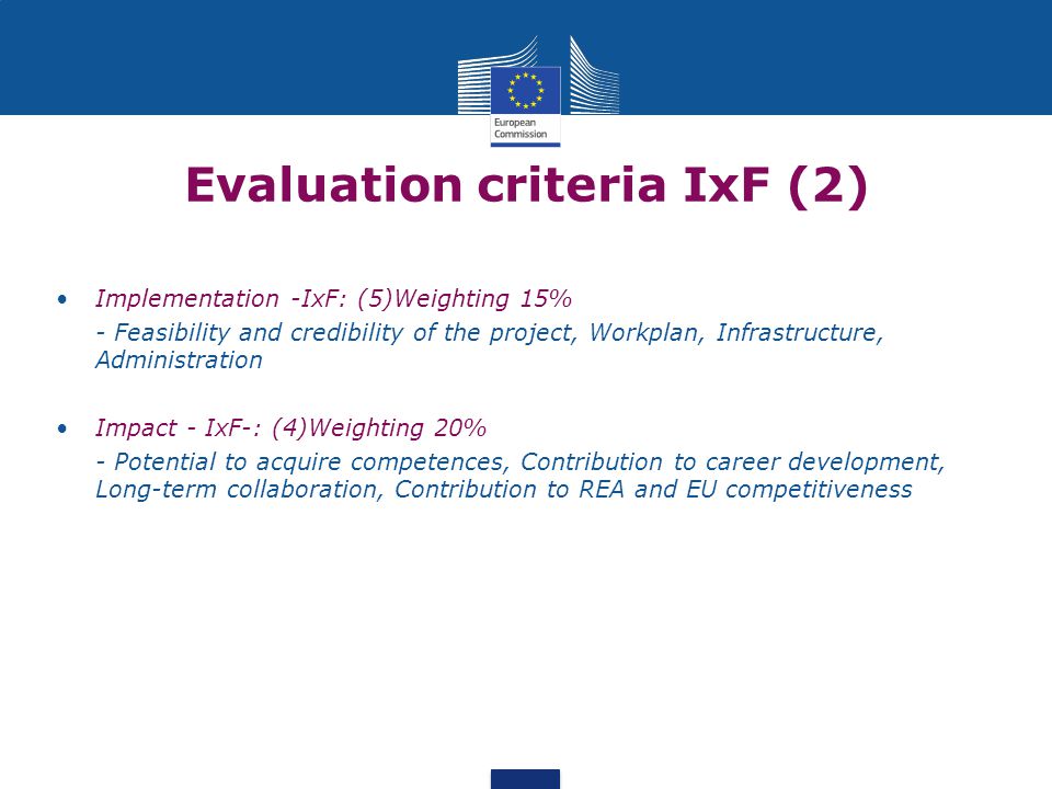 Evaluation criteria IxF (2)