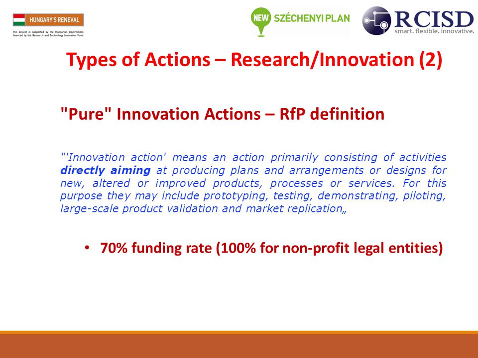 Types of Actions – Research/Innovation (2)