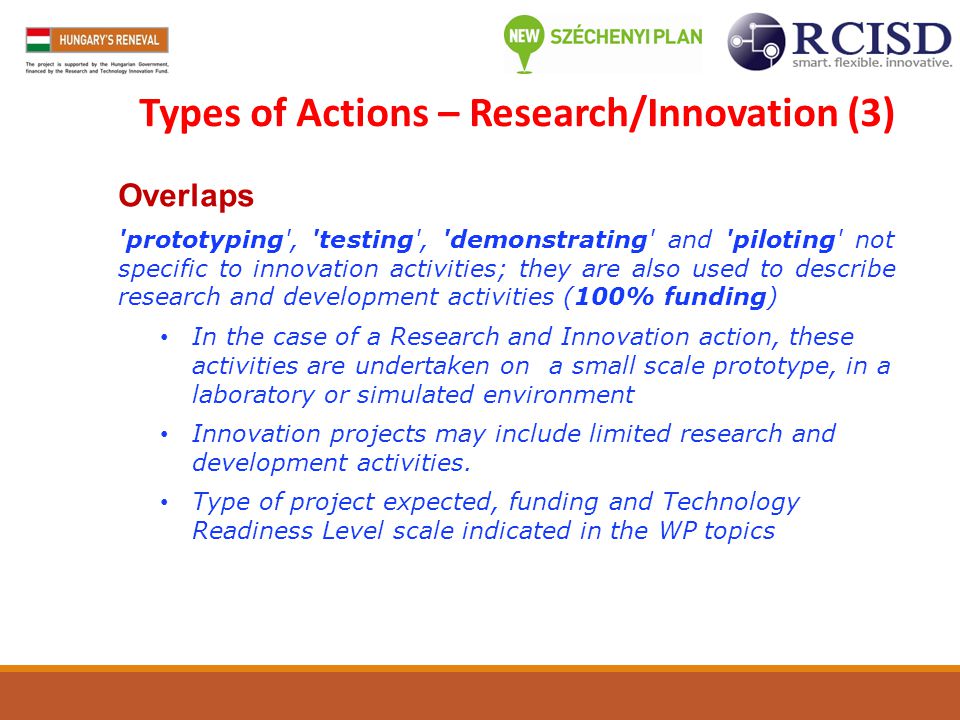 Types of Actions – Research/Innovation (3)