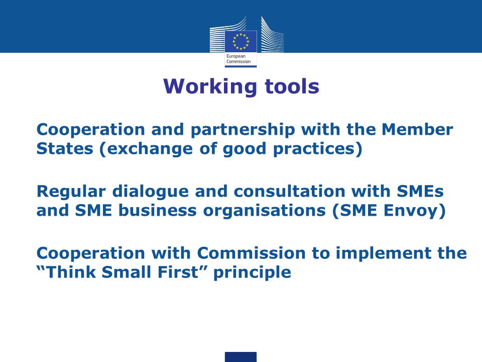 Working tools Cooperation and partnership with the Member States (exchange of good practices)