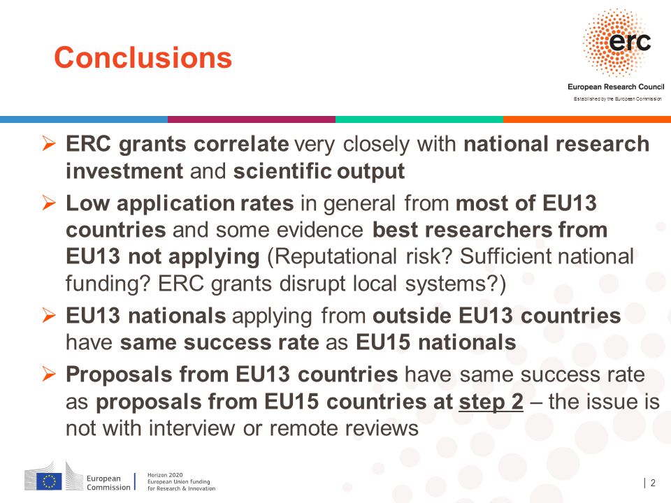 Conclusions ERC grants correlate very closely with national research investment and scientific output.