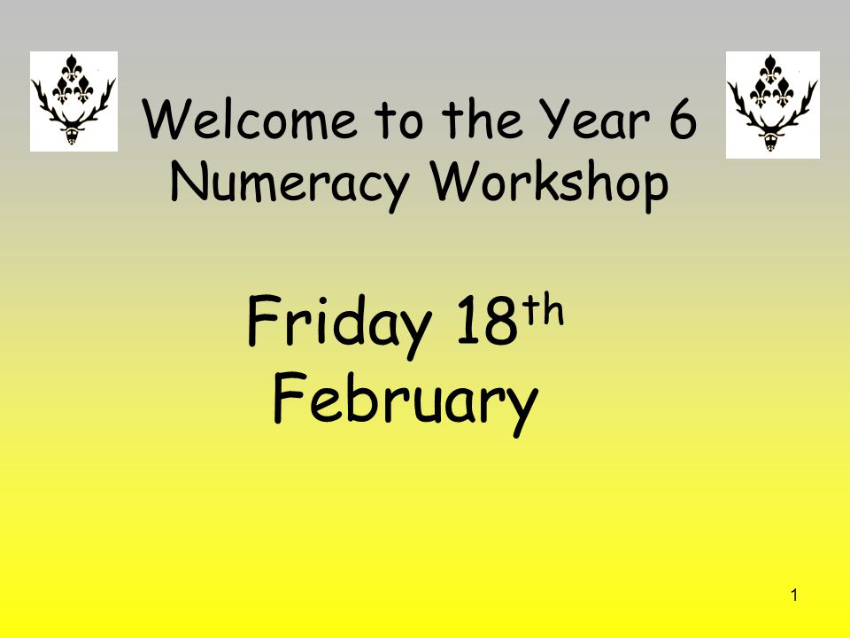 Welcome to the Year 6 Numeracy Workshop