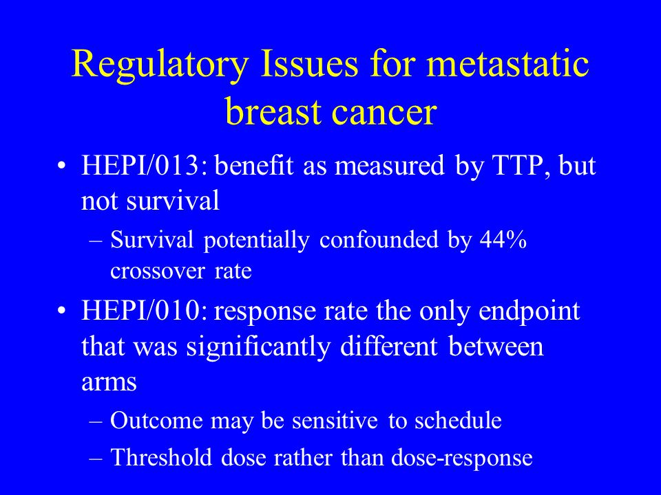 Regulatory Issues for metastatic breast cancer