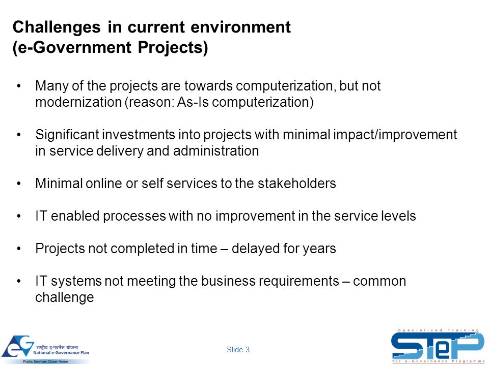 Challenges in current environment (e-Government Projects)