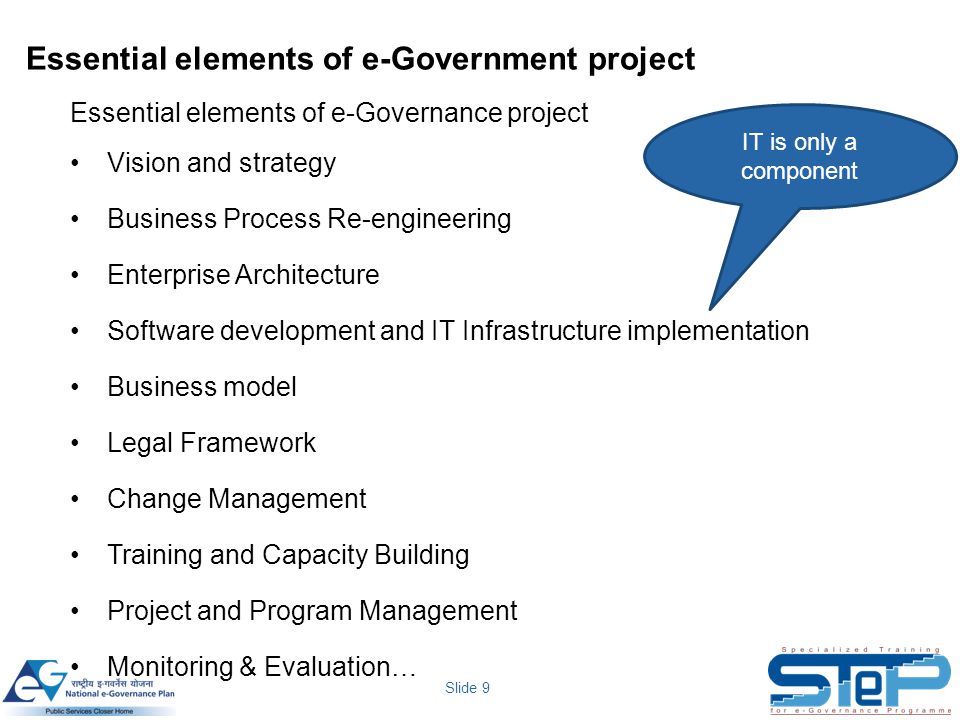 Essential elements of e-Government project