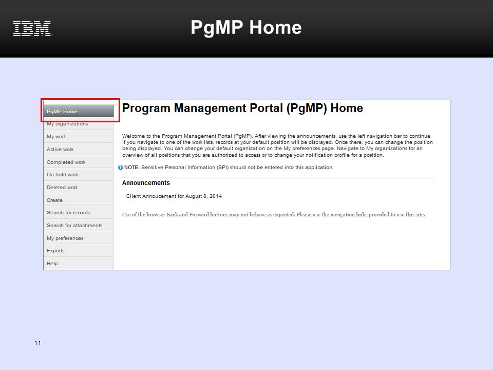 PgMP Home