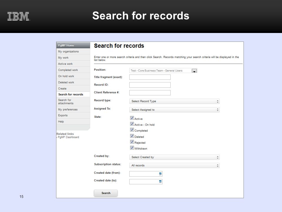 Search for records