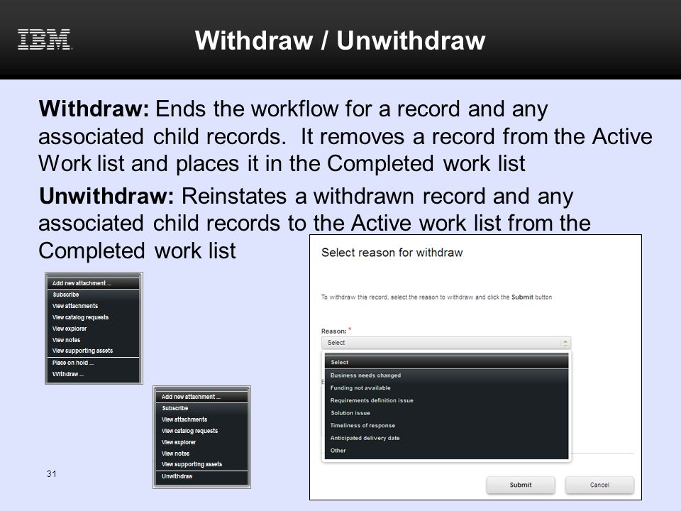 Withdraw / Unwithdraw