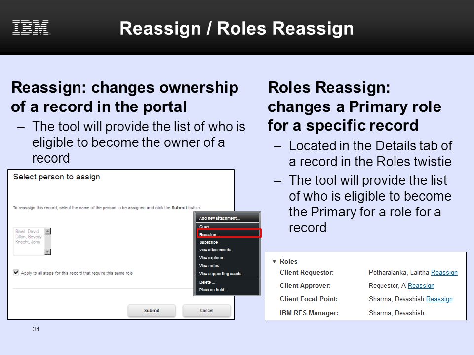 Reassign / Roles Reassign