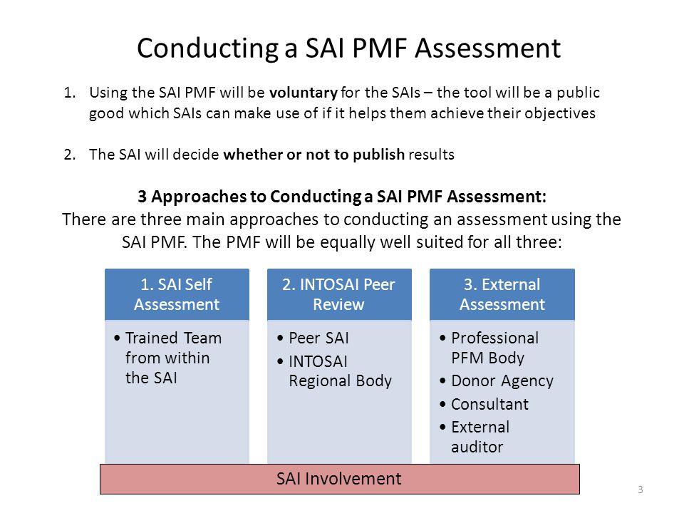 3 Approaches to Conducting a SAI PMF Assessment: