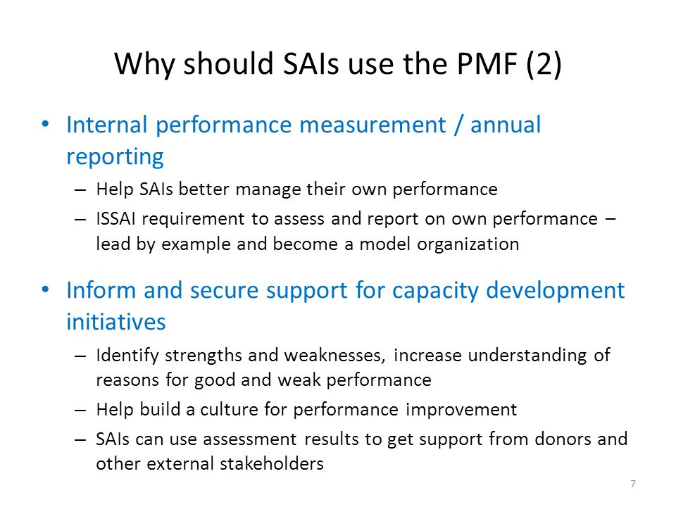 Why should SAIs use the PMF (2)