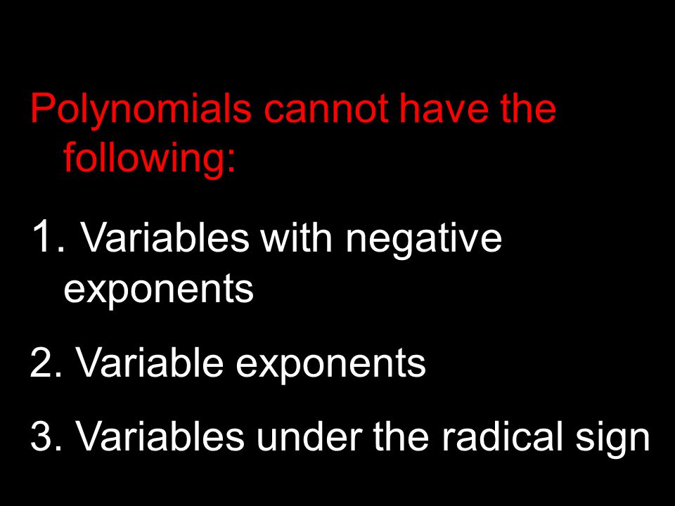 Variables with negative exponents