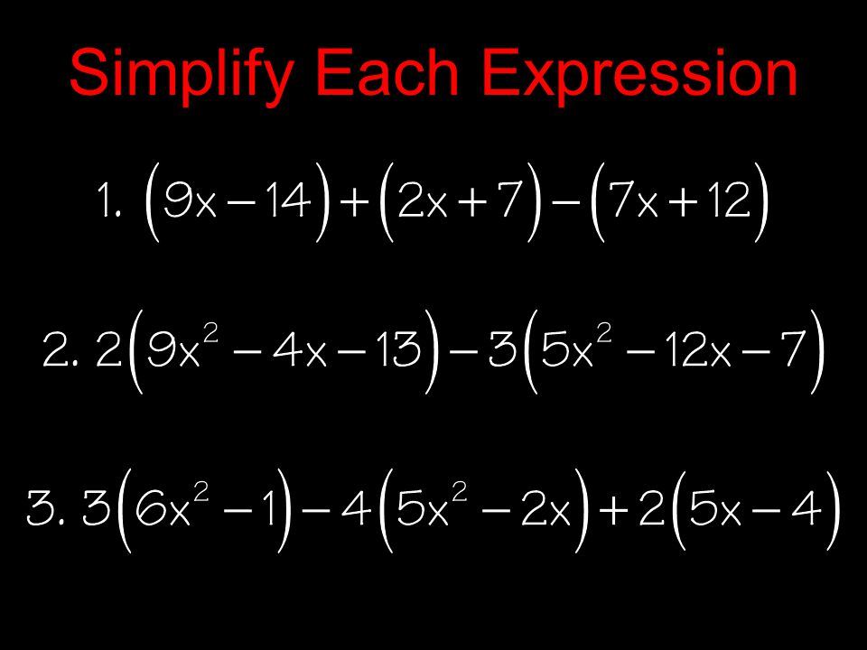 Simplify Each Expression