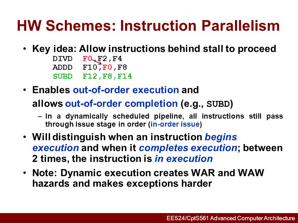 HW Schemes: Instruction Parallelism