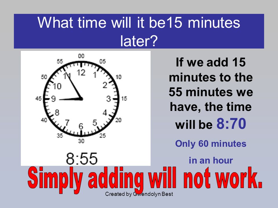 What time will it be15 minutes later