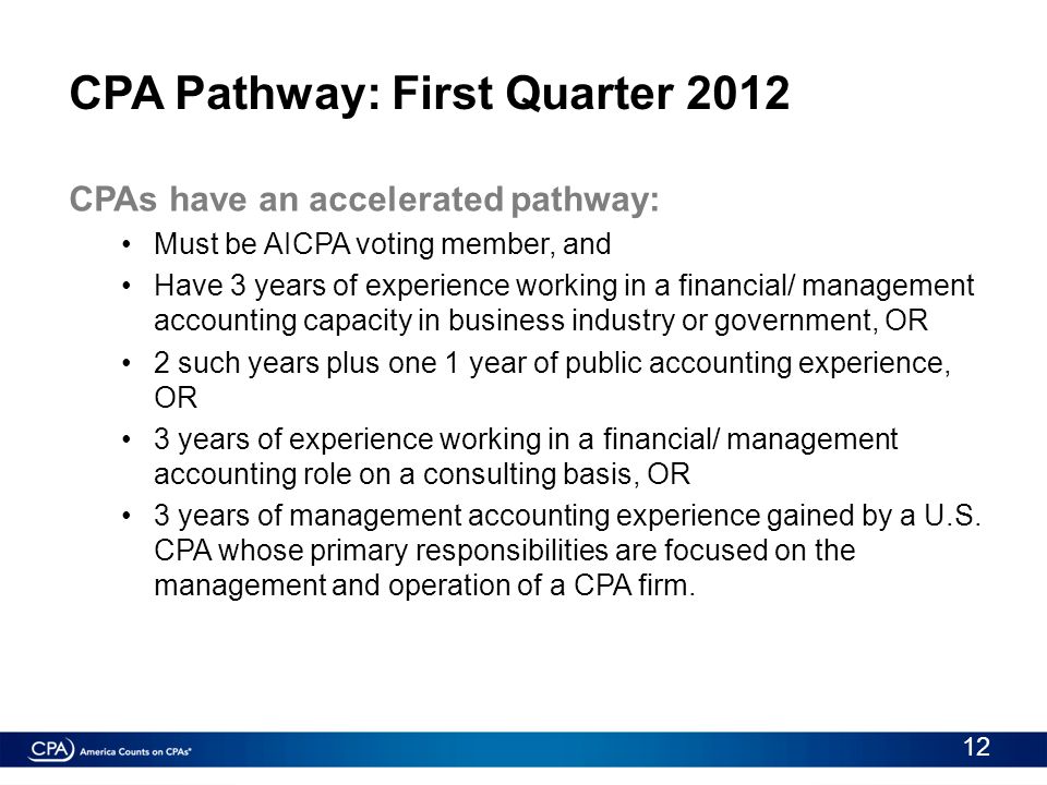 CPA Pathway: First Quarter 2012