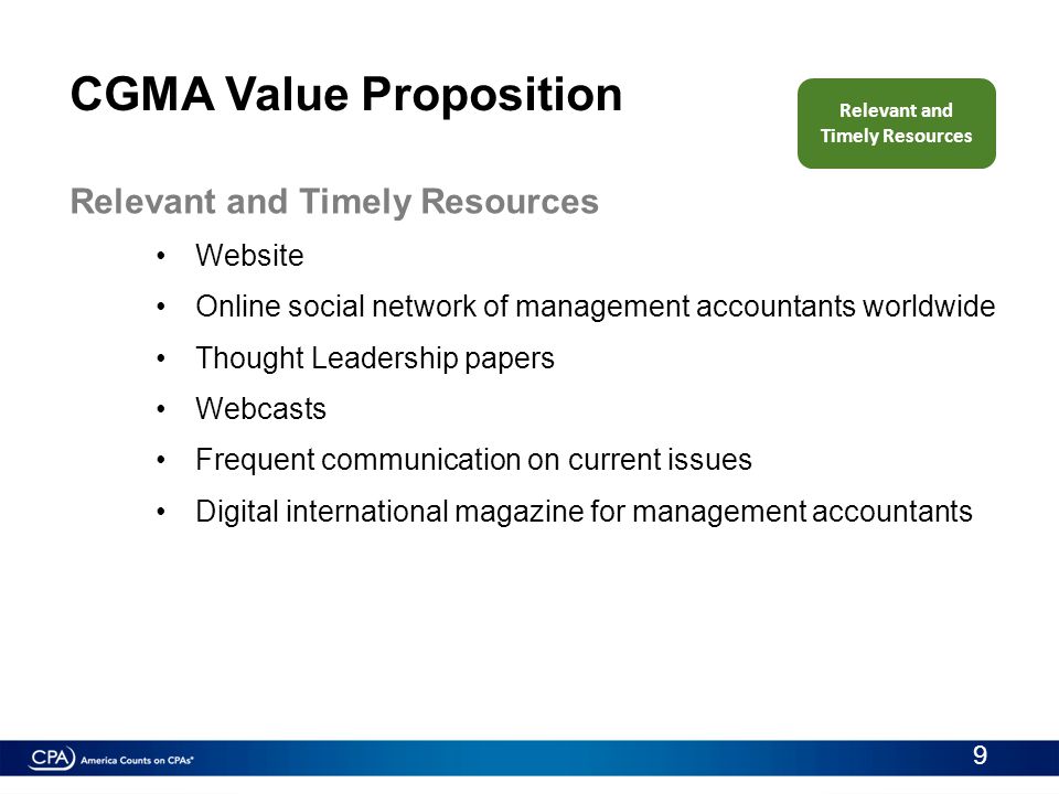 CGMA Value Proposition